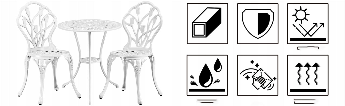 Yaheetech 3-Piece Patio Table Set, 2 Chair 1 White Table Packaging status original