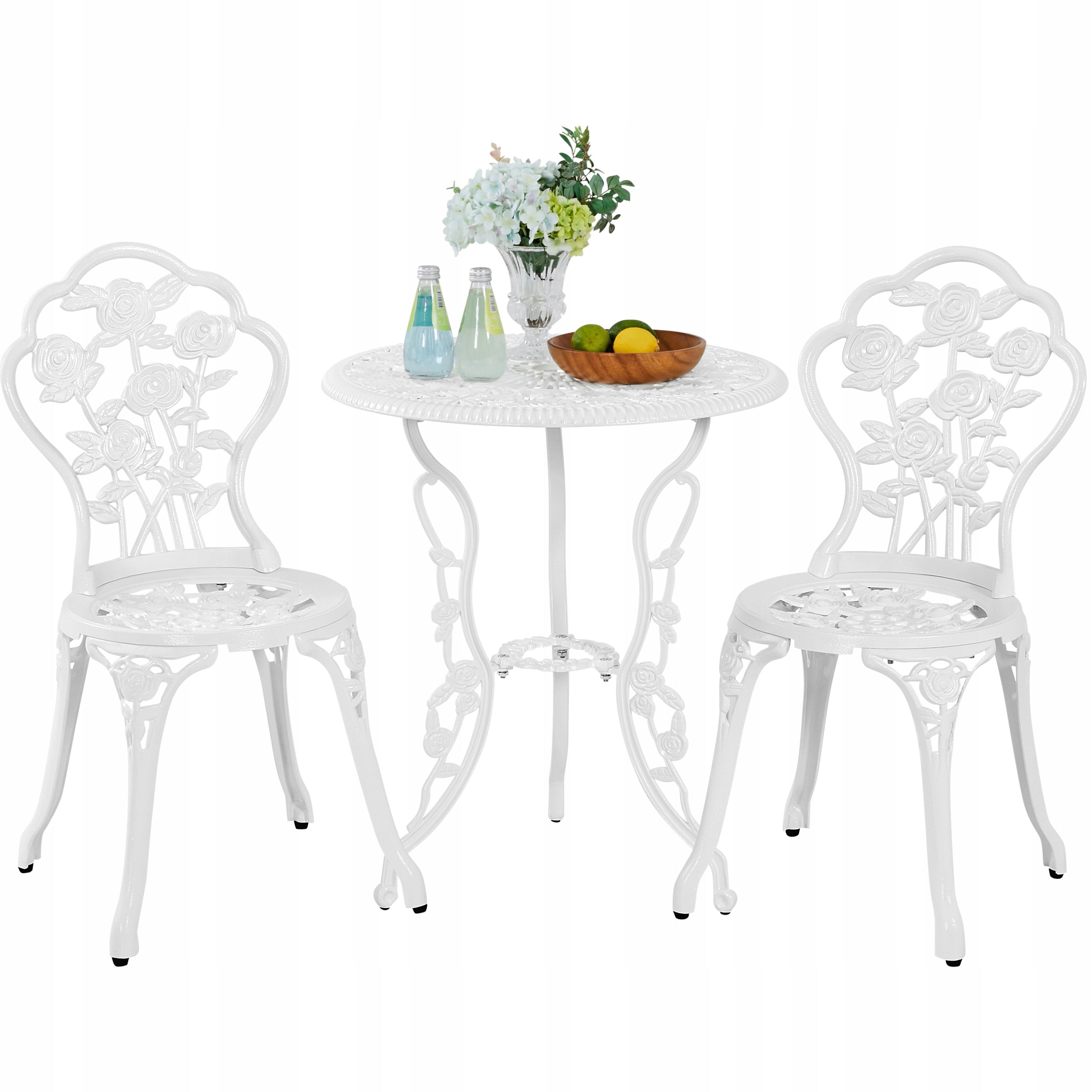 Yaheetech 3-Piece Patio Table Set, 2 Chair, 1 White Table