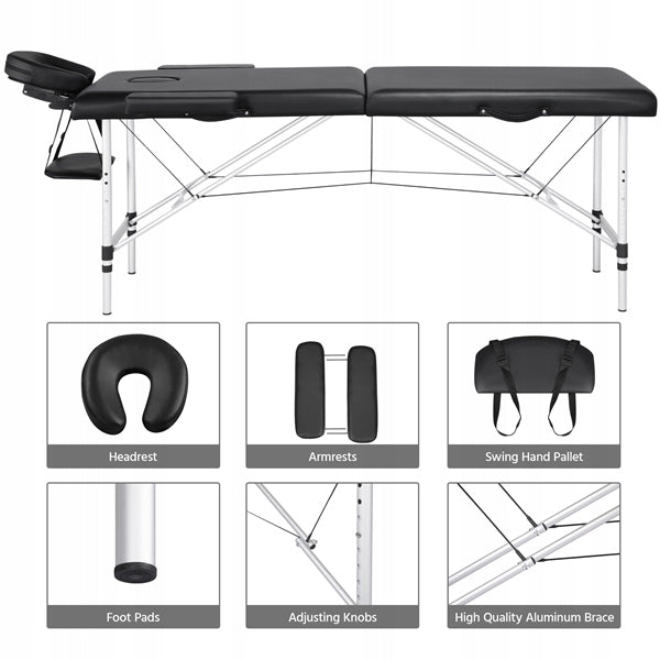Yaheetech Portable Massage Table, Folding with Headrest, Black 213x80 cm Packaging status original
