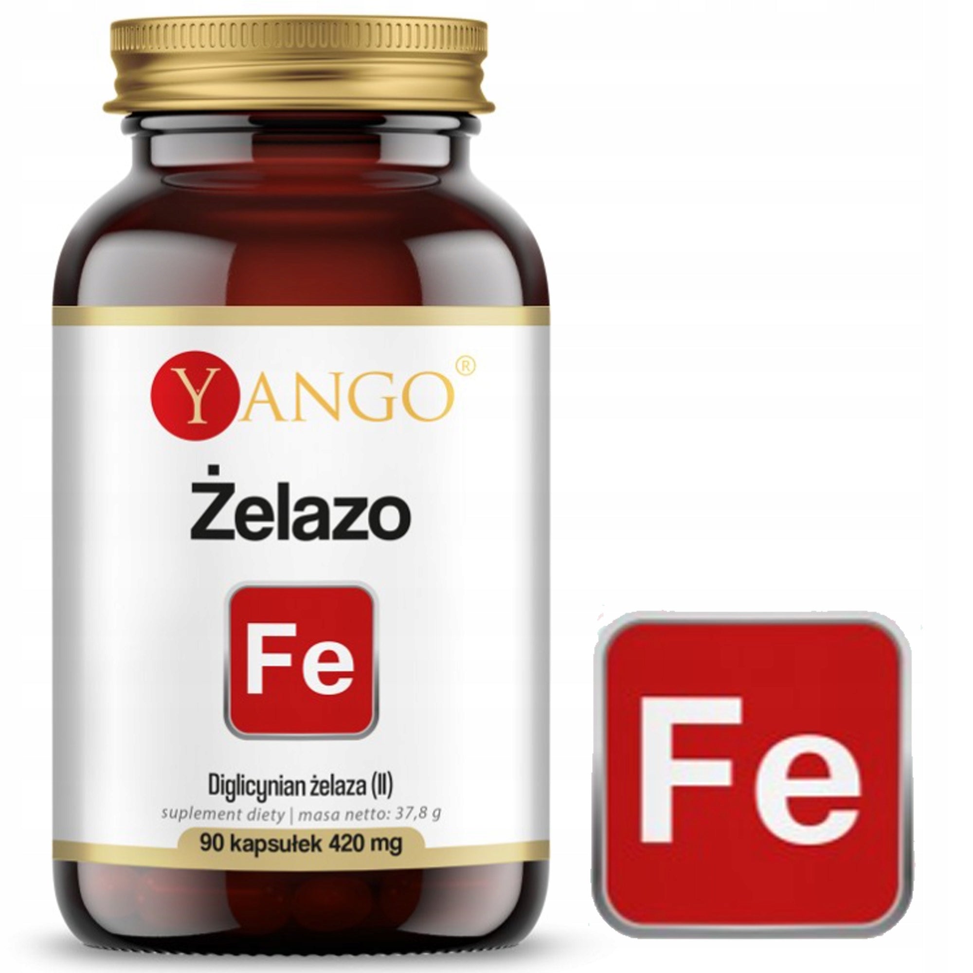 Yango IRON FE DIGLYCINAN 450mg support HEMOGLOBIN FERRITINE 90 kaps.