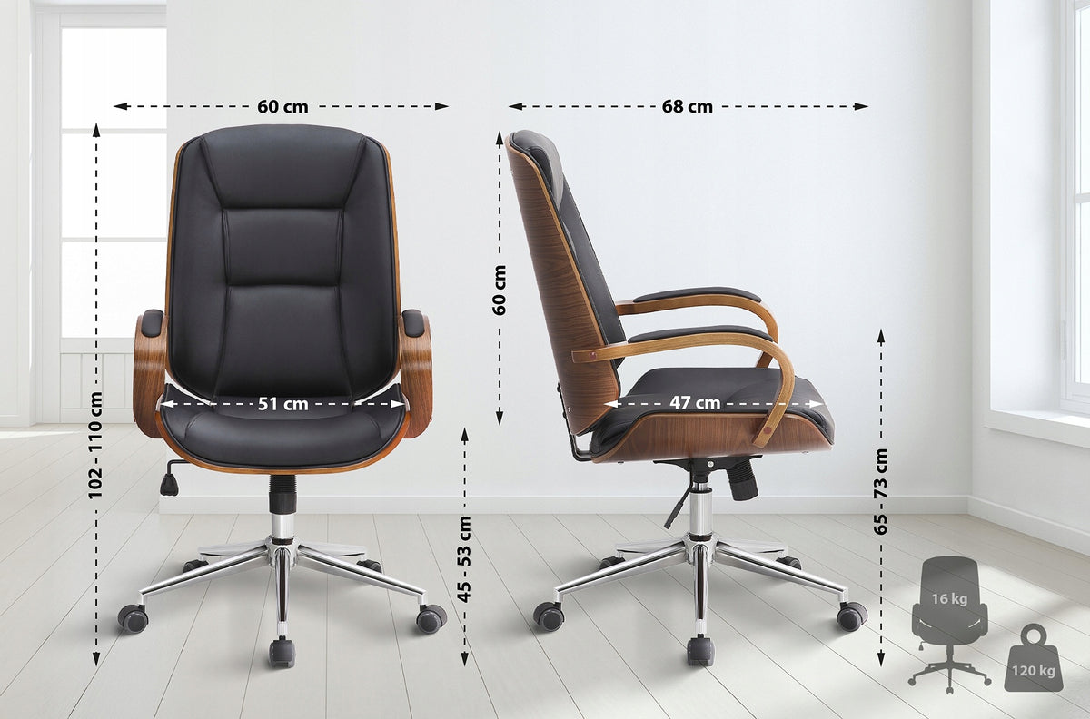 Yankton Office Chair, Walnut/Black Packaging status original