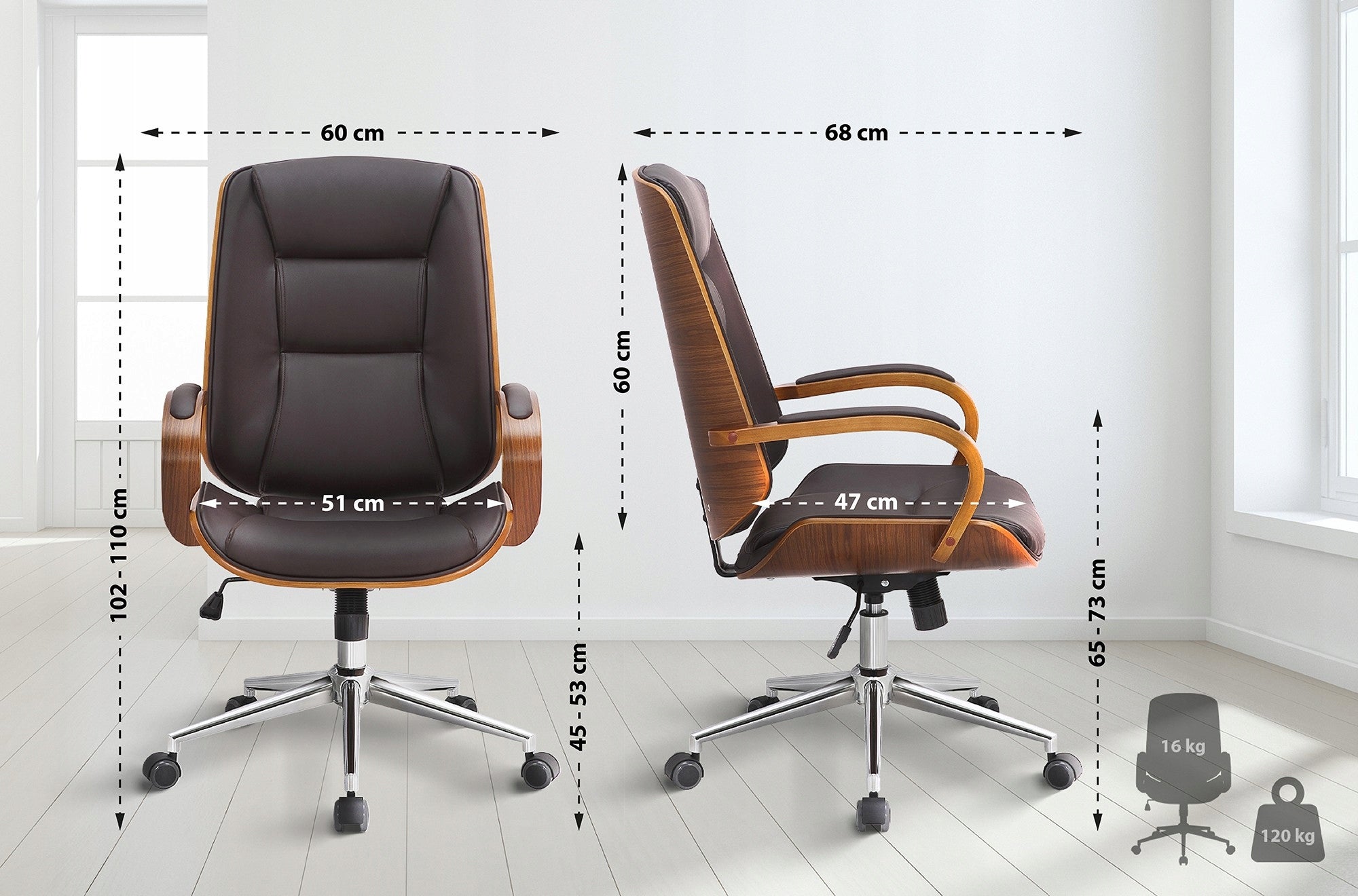 Yankton office chair, walnut/brown Packaging status original