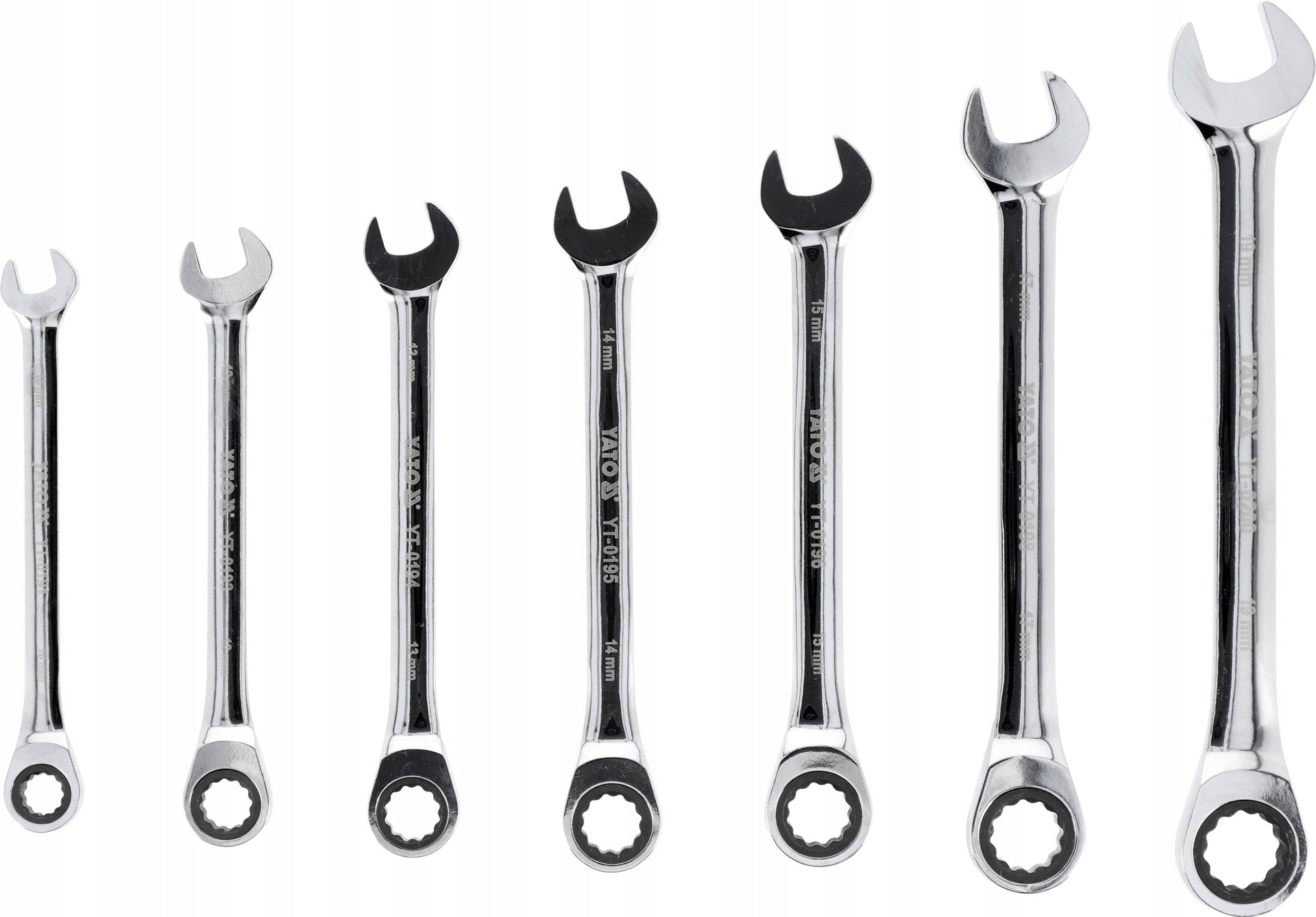 Yato YT-0208 Wrenches Flat Eye Ratchet Wrench Set 7pcs 10-19mm Key type combination