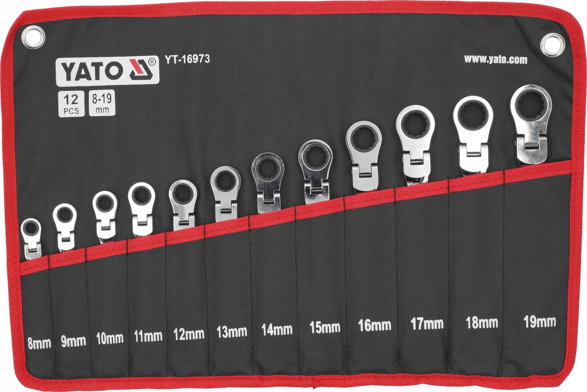 Yato YT-16973 Set of wrenches with ratchet and joint 8-19 Brand Yato