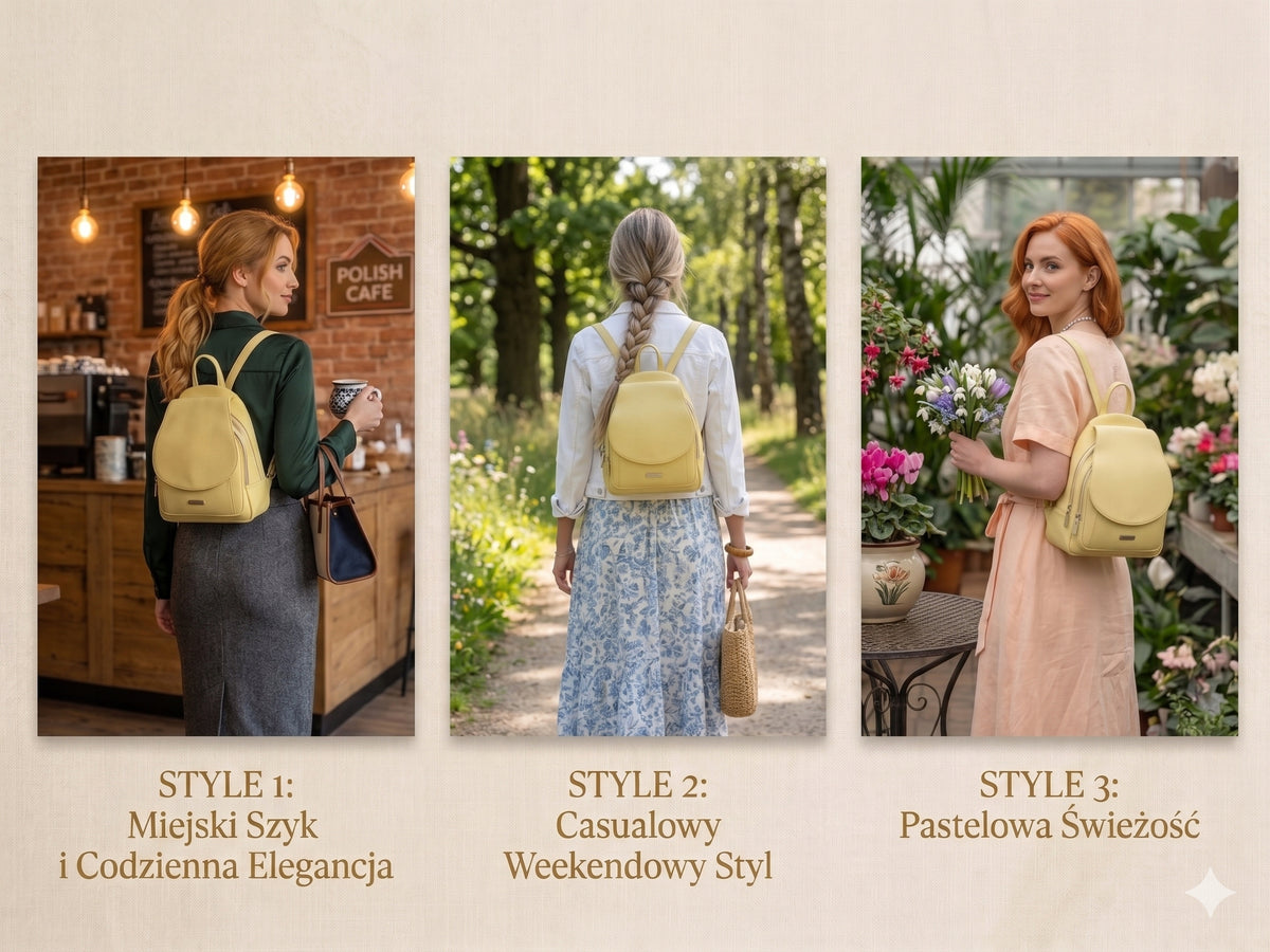 Yellow Women's Premium Leather Backpack-Natural Leather -Made in Italy Brand Toscanio
