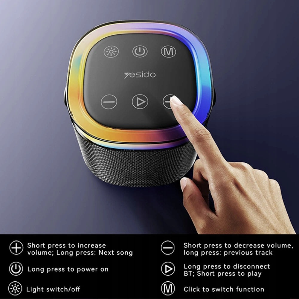 Yesido (YSW25) speaker, RGB, IP67, holder, AUX, USB, USB-C, 1800 - black Model other