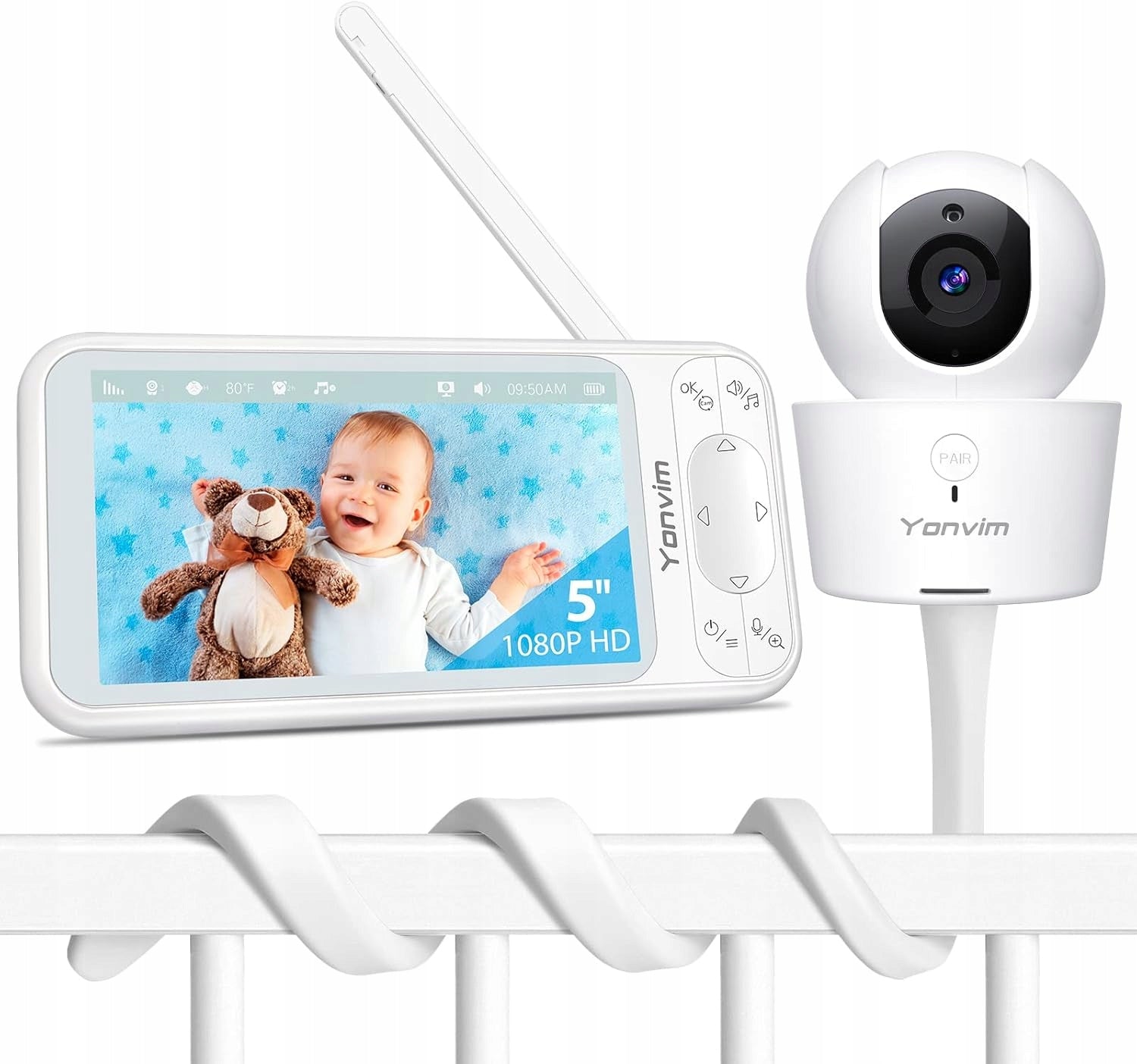 Yonvim Baby Monitor, 1080P, Intercom, 3 types of assembly