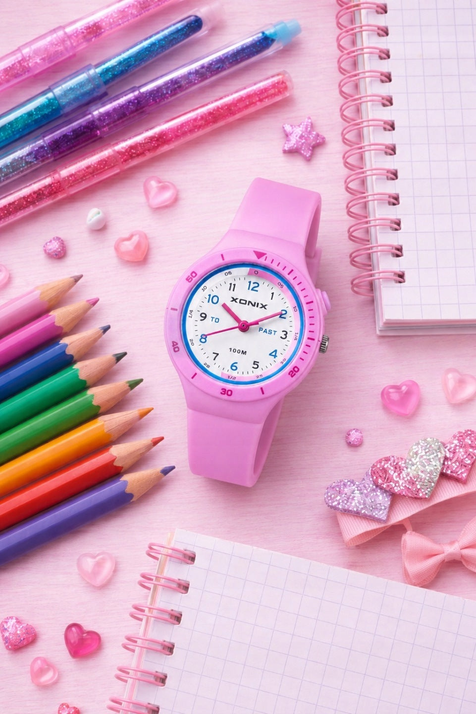 Youth Girls Watch XONIX PINK Waterproof BACKLIGHT Brand Xonix