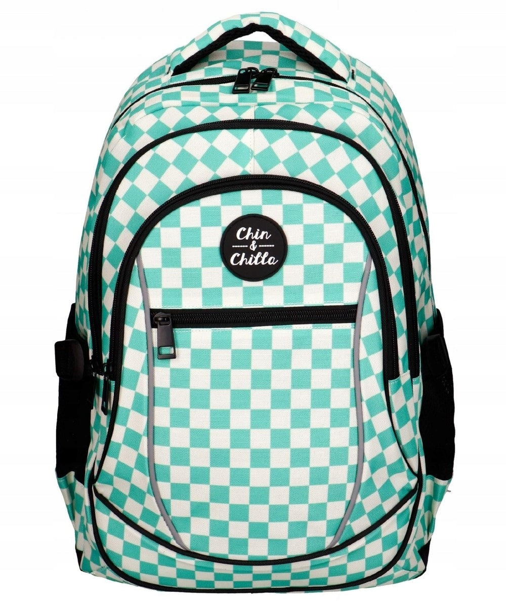 Youth School Backpack 3 Compartments Chessboard Green Incood Manufacturer code 0002-0133