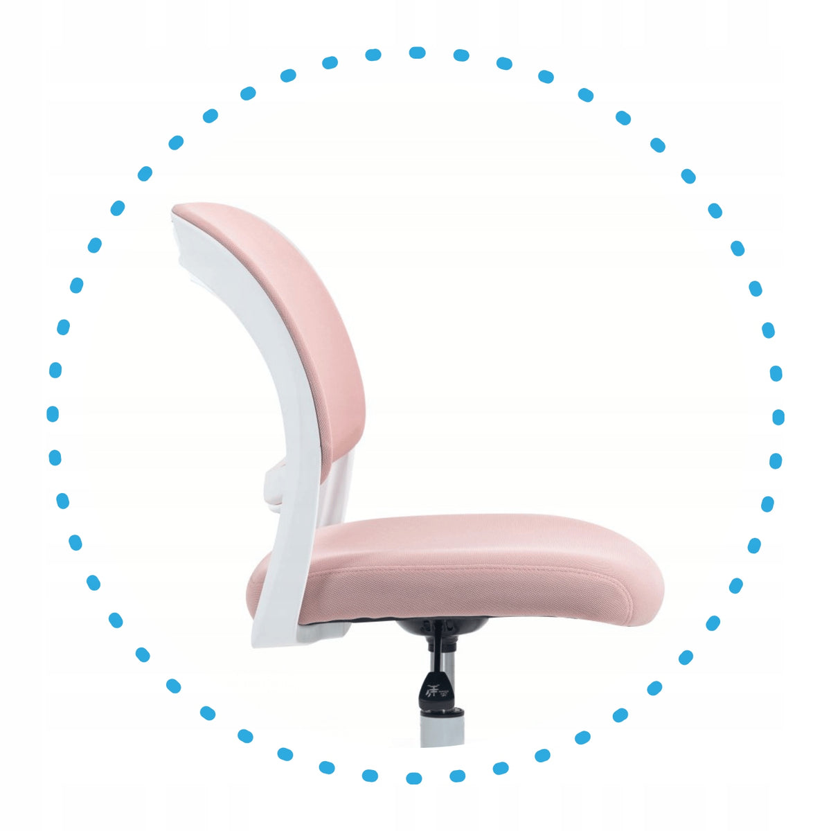 Youth Swivel Chair For Desk Height Adjustable Pink OLMO Furniture depth 49.5 cm