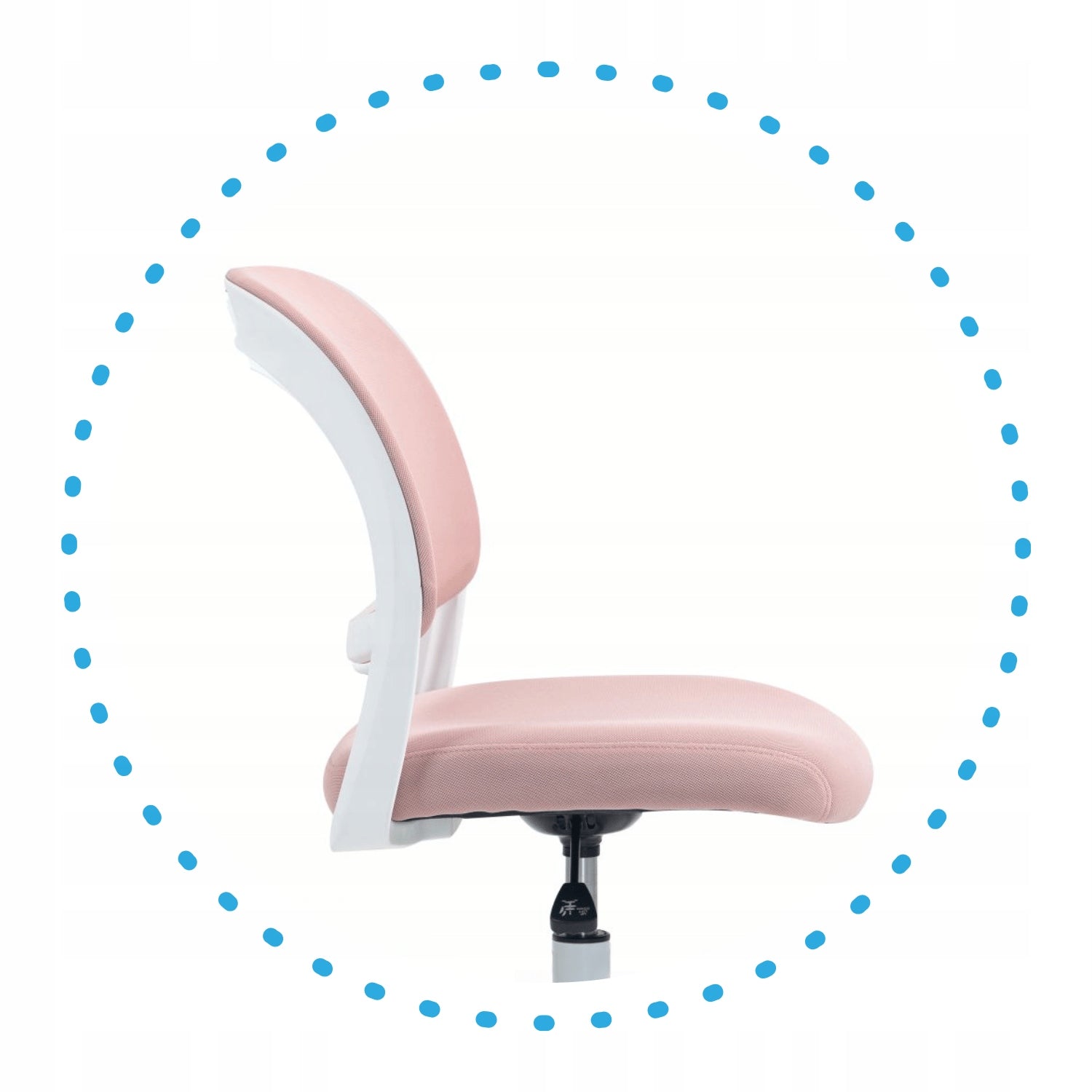 Youth Swivel Chair For Desk Height Adjustable Pink OLMO Furniture depth 49.5 cm