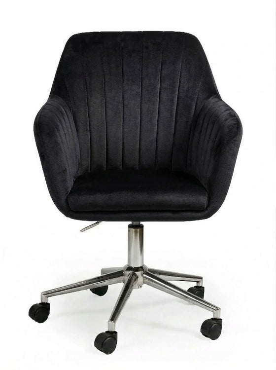 Youth Velvet Swivel Chair for Desk Black Silver Base FABIO Brand Aropos1