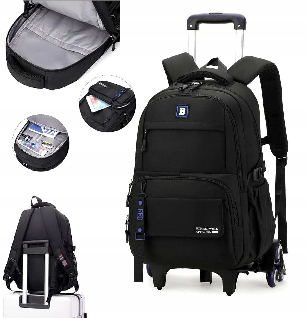 Youth backpack school on wheels frame SCHOOL TRAVEL (D076)