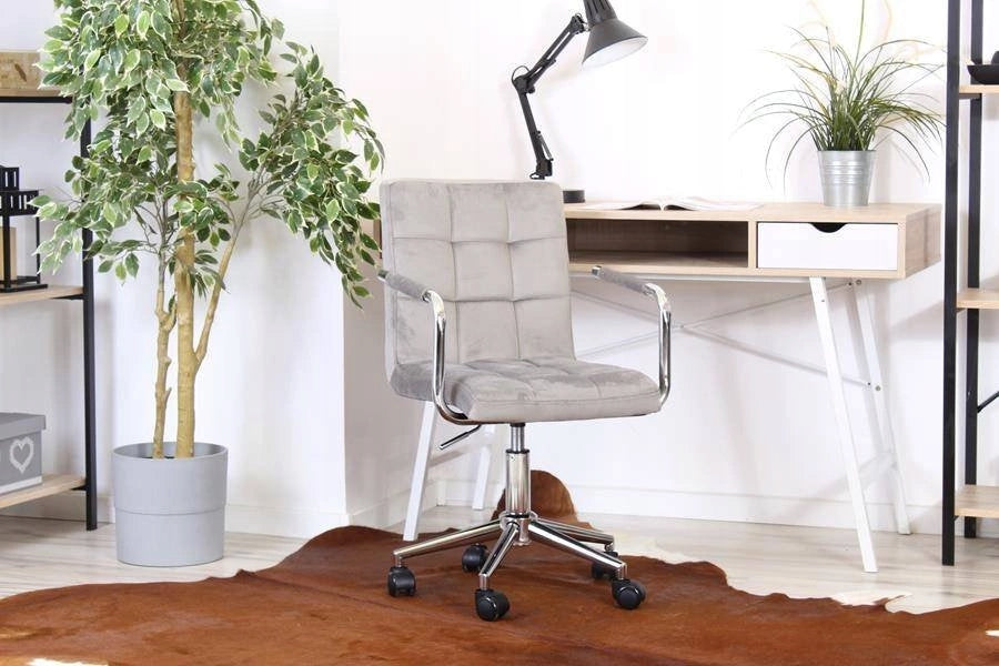 Youth chair on wheels GIMLI in velour grey Furniture depth 50 cm