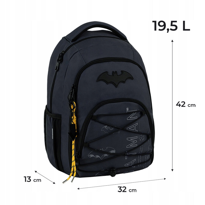 Youth school backpack for boy 9-12 years shining grey Batman Kite Manufacturer code DC26-905M