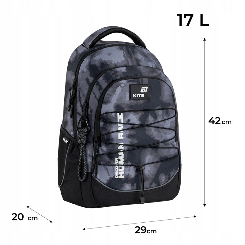 Youth school backpack for boys 9-12 years grey with lacing Kite Manufacturer code K26-727M-3
