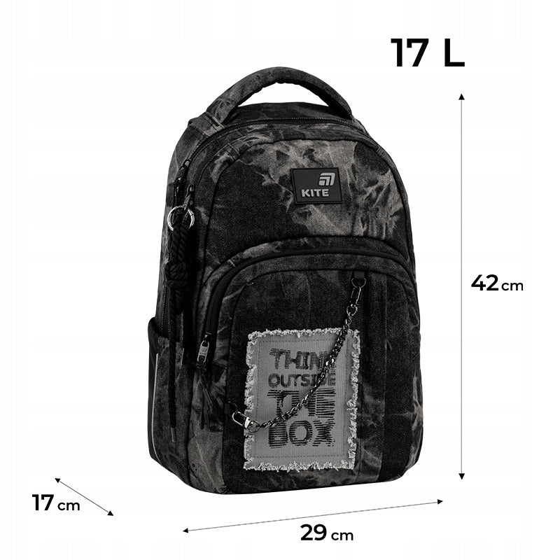 Youth school backpack for boys 9-12 years old with denim chain Kite Manufacturer code K26-2578M-2