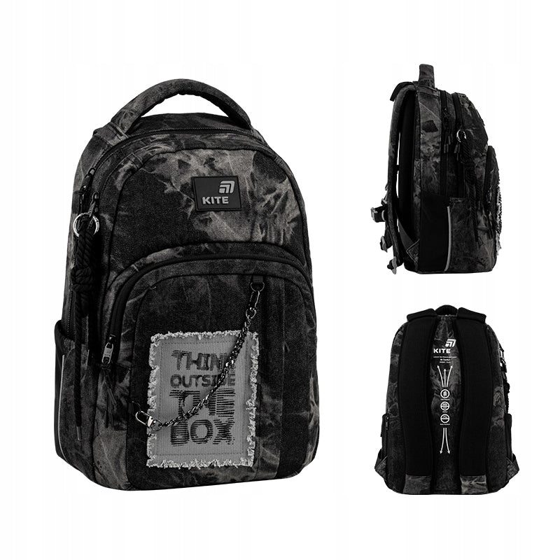 Youth school backpack for boys 9-12 years old with denim chain Kite