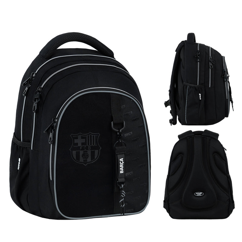 Youth school backpack for boys black multi-chamber Barcelona Kite