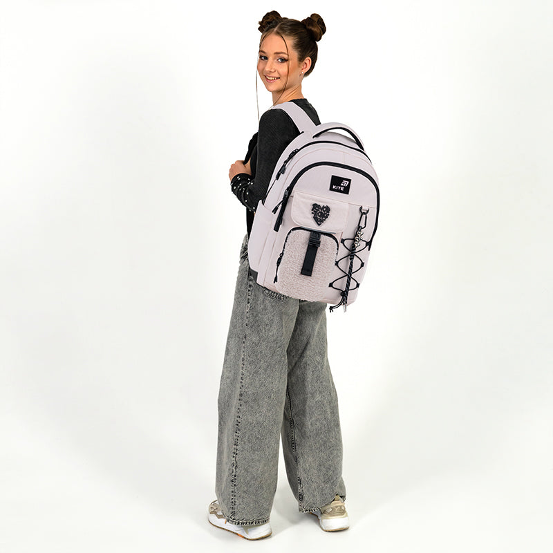 Youth school backpack for girls plush pocket keychain Kite Manufacturer code K26-2597L-1