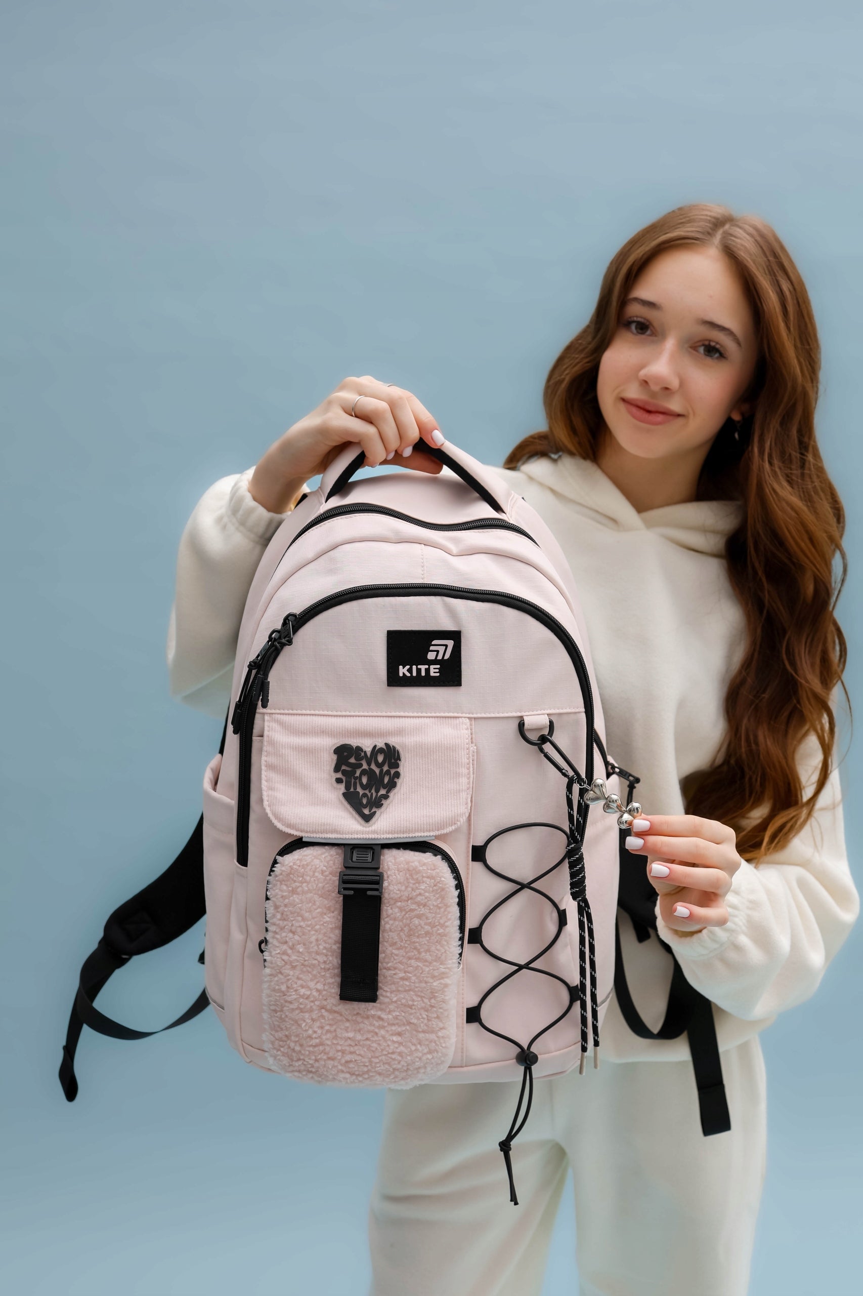 Youth school backpack for girls plush pocket keychain Kite Packaging status original