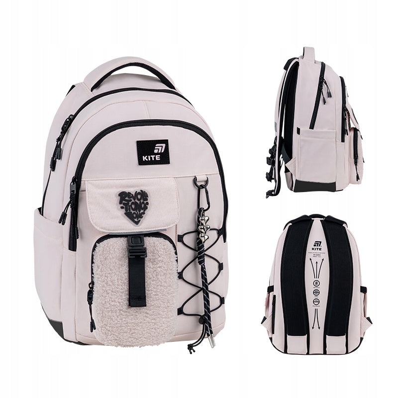 Youth school backpack for girls plush pocket keychain Kite