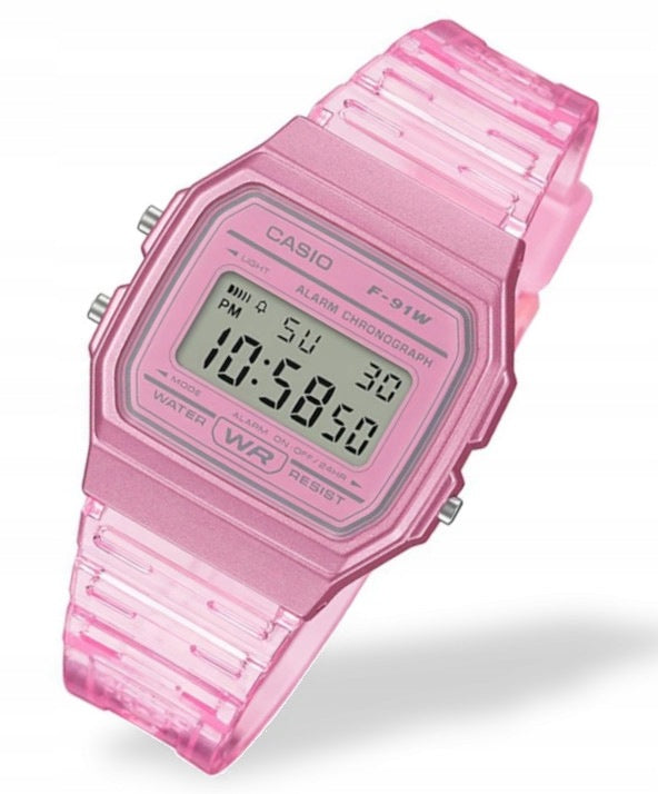 Youth watch on strap Casio Vintage F-91WS Pink + ENGRAVING FREEBIE