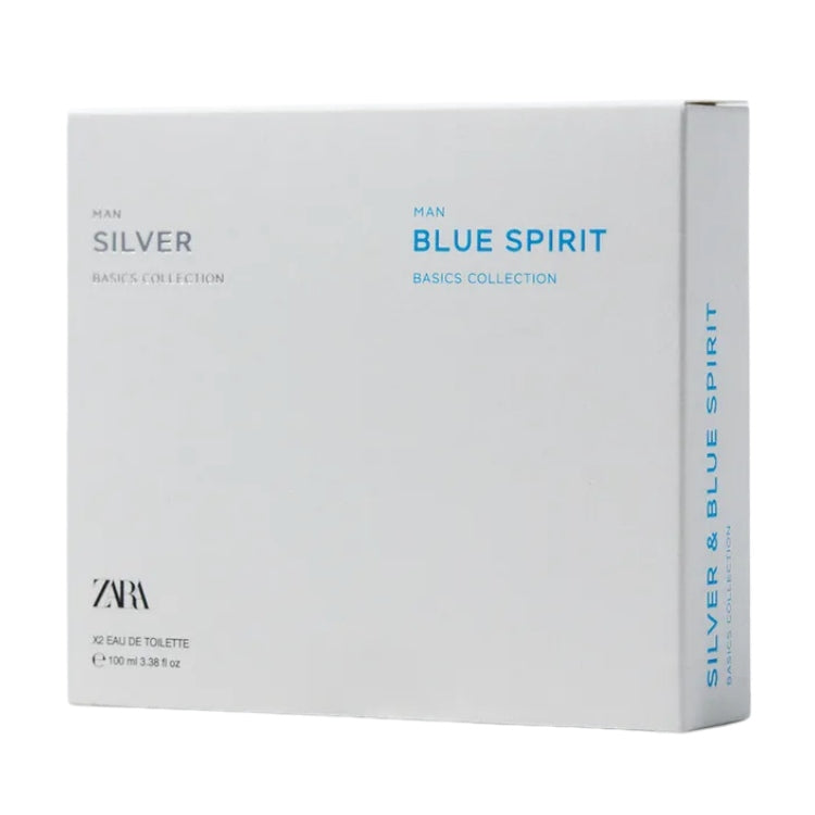 ZARA SILVER + BLUE SPIRIT MEN'S PERFUME 2 x 100ml new larger capacities Packaging status original