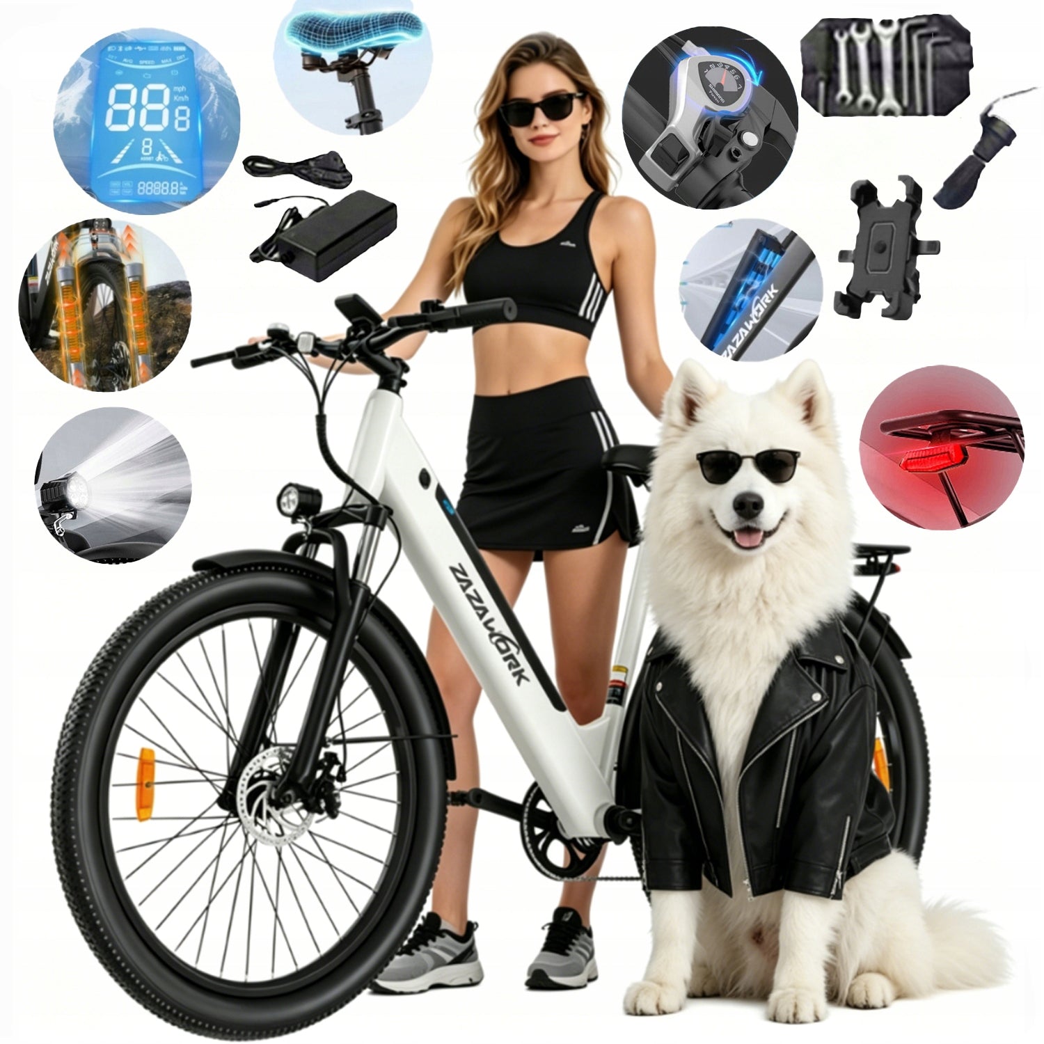 ZAZAWORK C28 2026 Electric Bikes 250W 36V 20AH 120HP Cruise Control Function