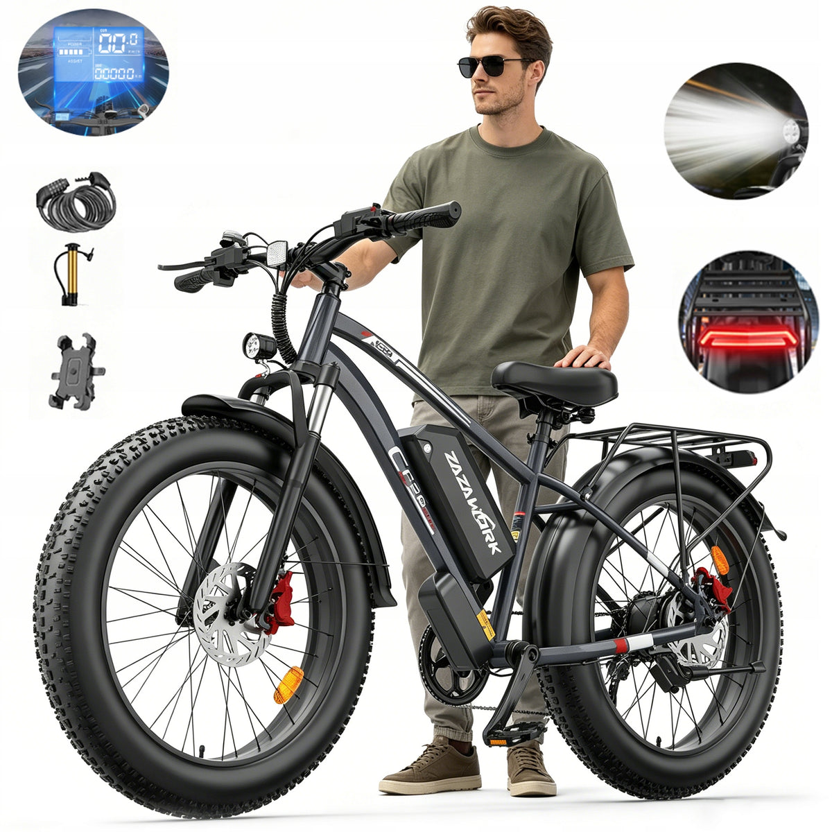ZAZAWORK CF26 Electric vehicle 1500W 20AH 50KM/H 120km 26" hydraulic Packaging status original