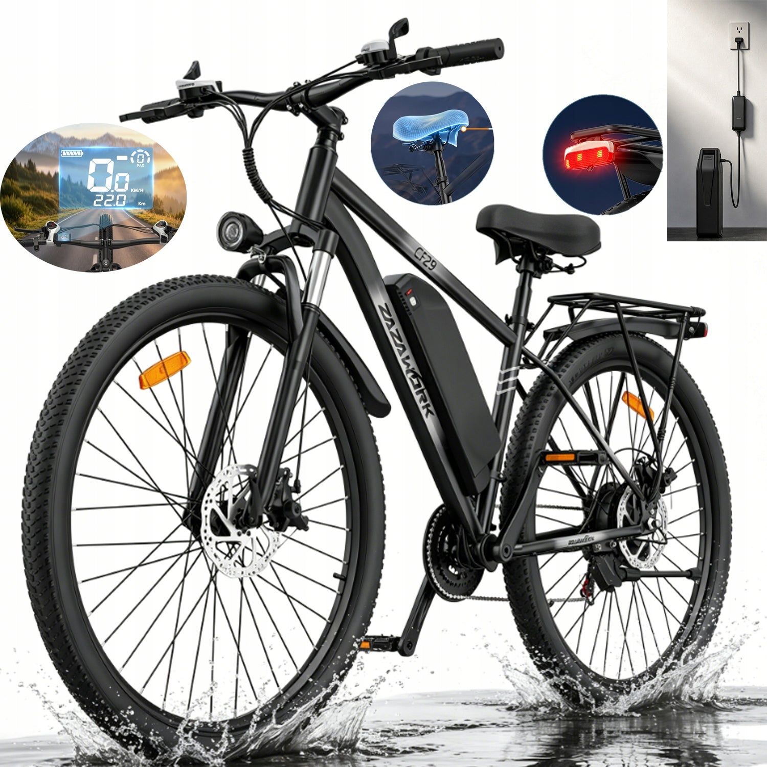 ZAZAWORK CF29 2026 Electric City Bike 48V 15AH Shimano 21-Speed