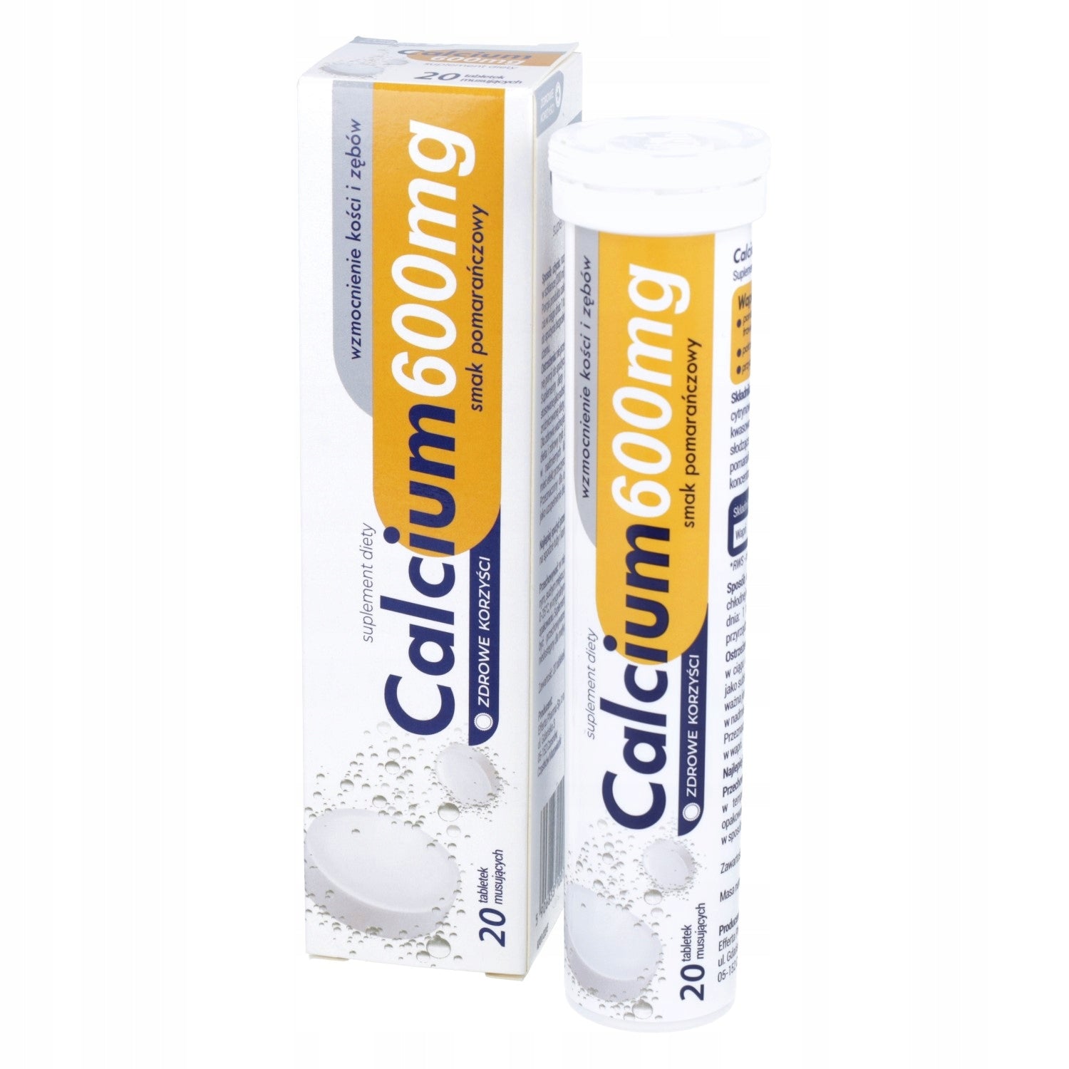 ZDROWE KORZYŚCI Calcium calcium 600mg orange flavour 20 effervescent tablets
