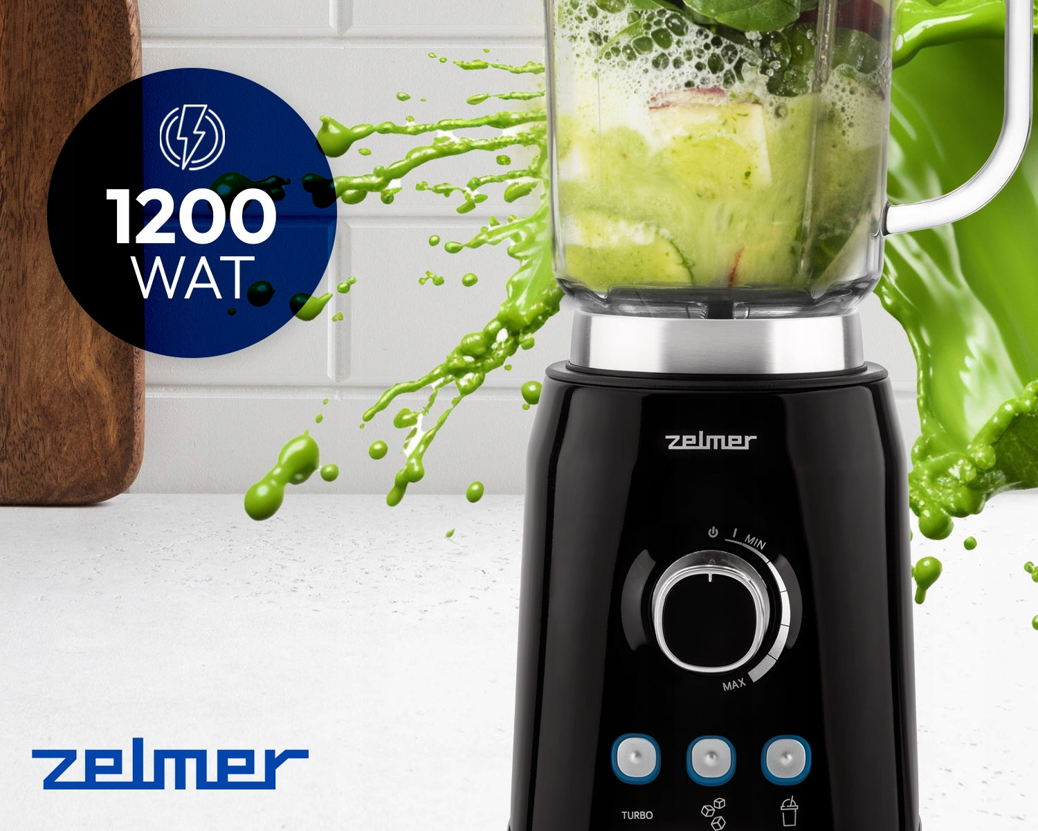 ZELMER CUP BLENDER FOR COCKTAILS CRUSHES ICE MIXES GLASS 1200W Packaging status original