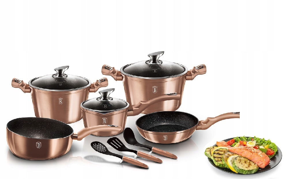 Berlinger Haus puodų komplektas Metallic Line Rose Gold Edition, 11 dalių