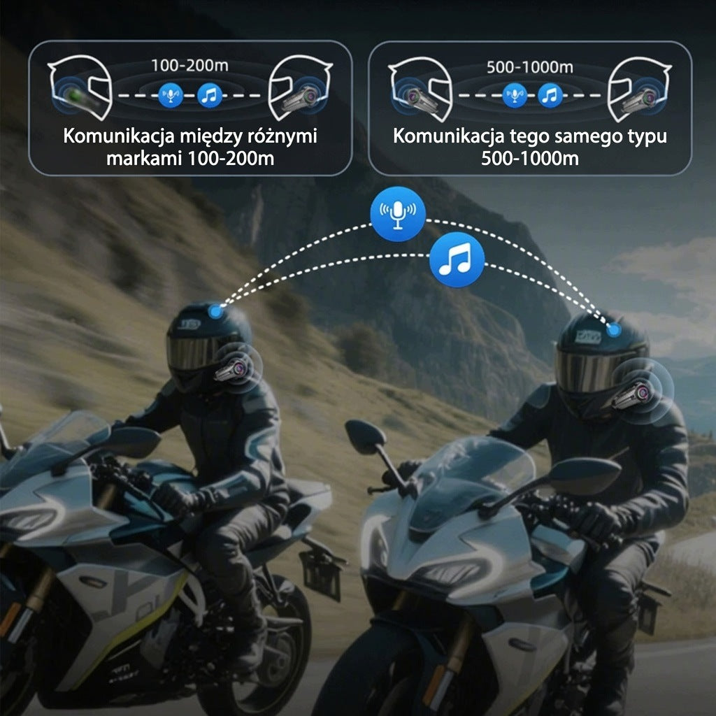 ZESTAW INTERKOM MOTOCYKLOWY BLUETOOTH 5.3 500m Głośniki HD Packaging status original