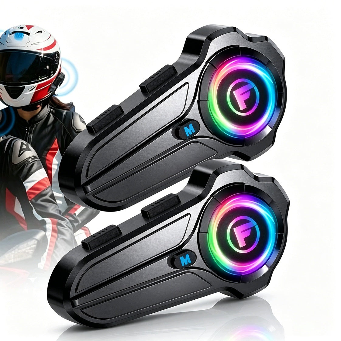 ZESTAW INTERKOM MOTOCYKLOWY BLUETOOTH 5.3 500m Głośniki HD