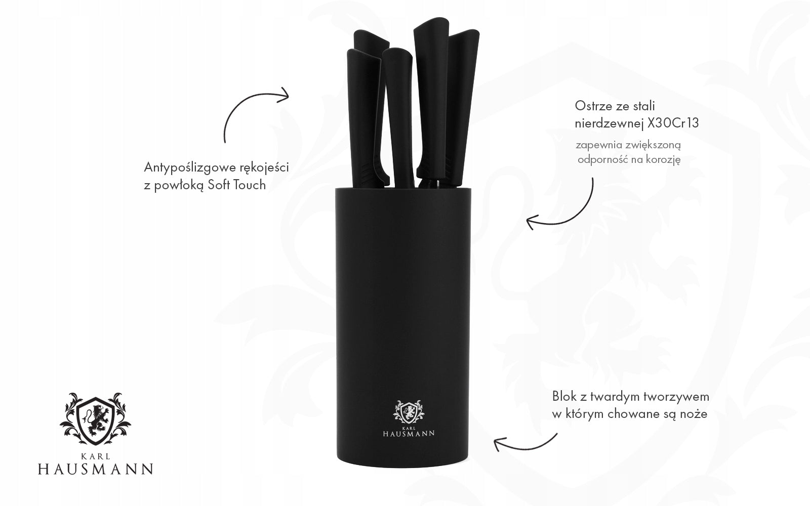 Karl Hausmann virtuvinių peilių rinkinys bloke, 5 vnt.