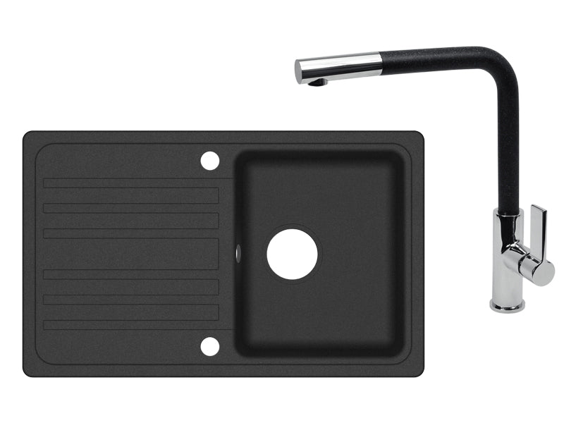 Granitspüle Hydroland Lemon, schwarz