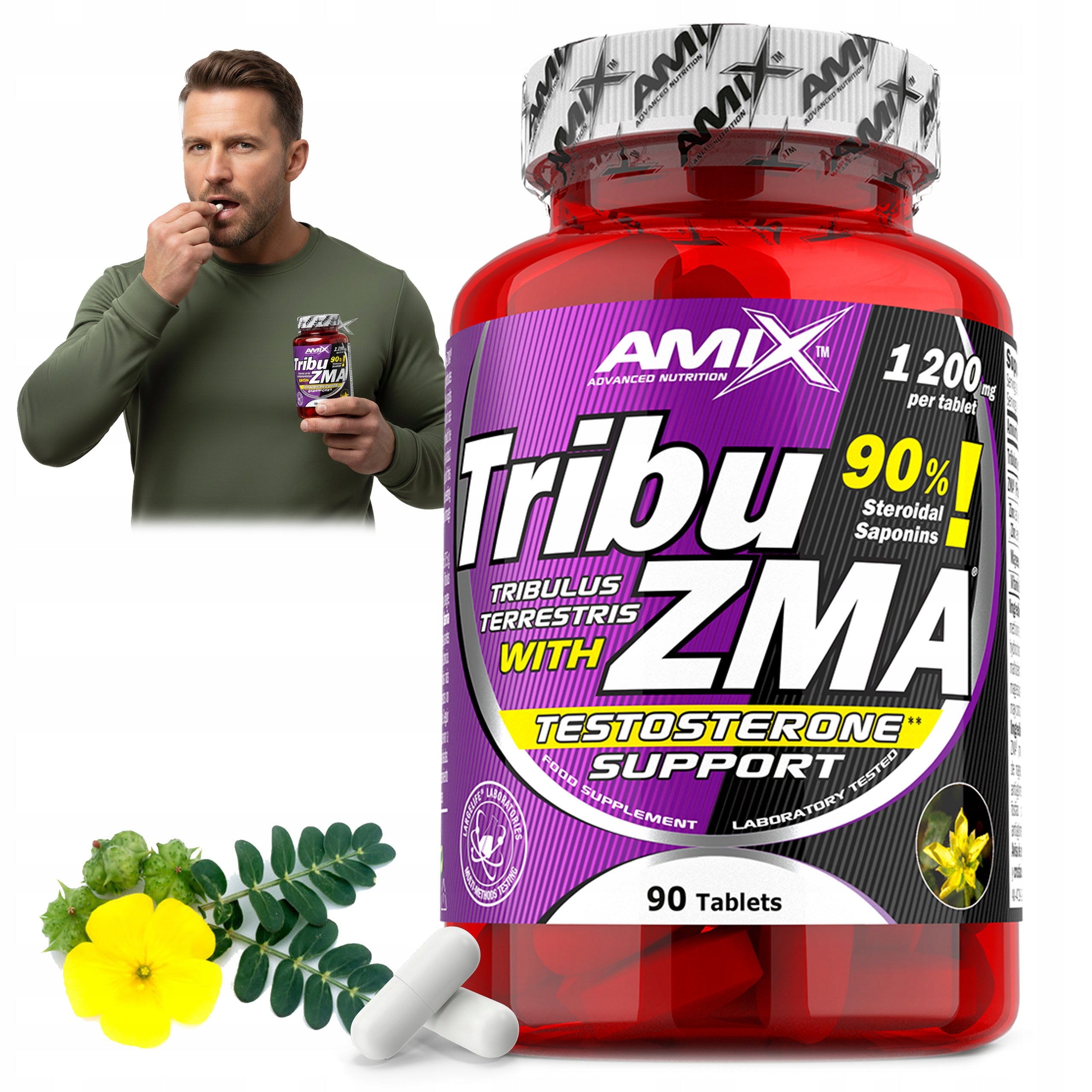 ZMA Tribulus 1000 mg 90 tablets magnesium zinc B6 libido testosterone sleep