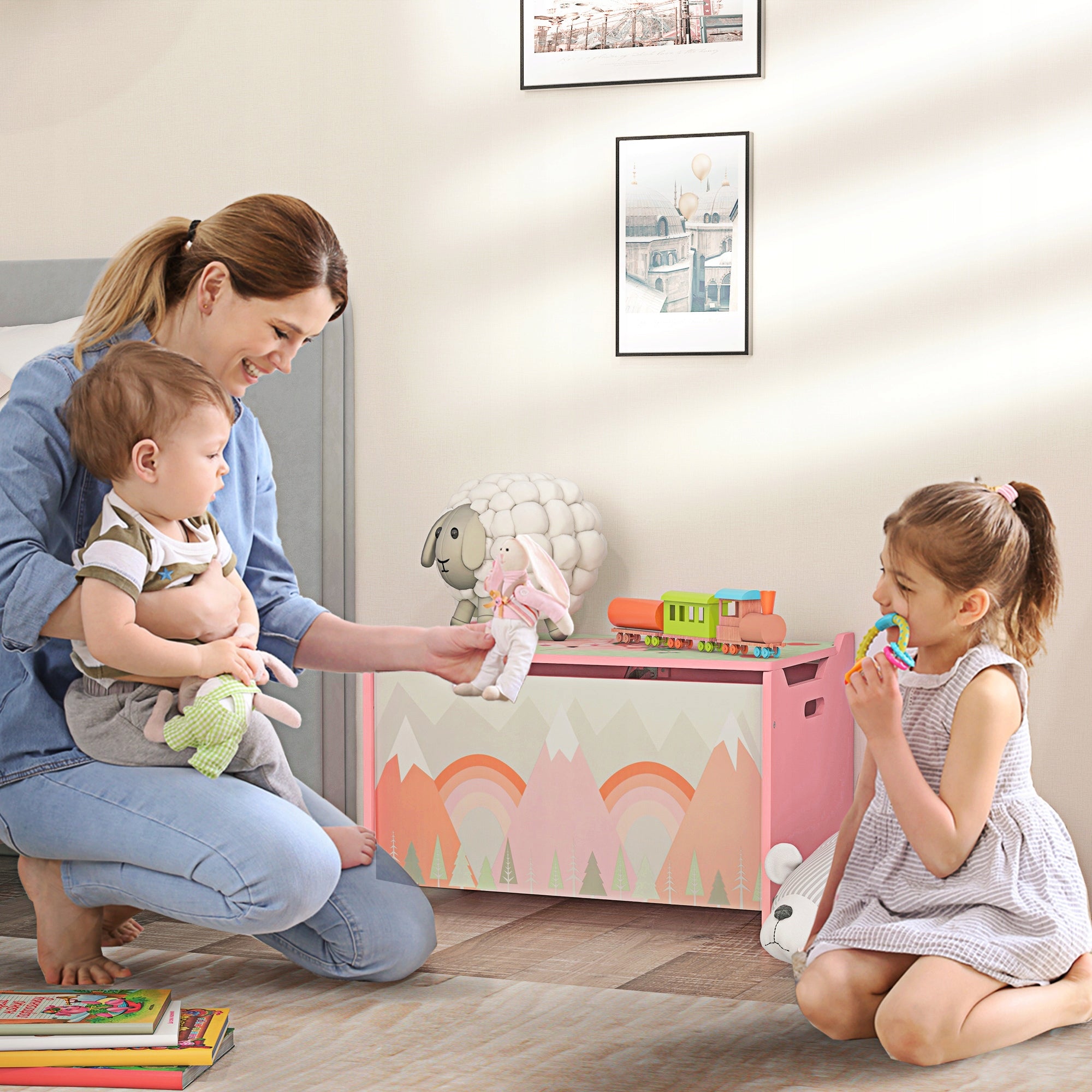 ZONEKIZ Children's bench with storage space, toy chest with Packaging status original