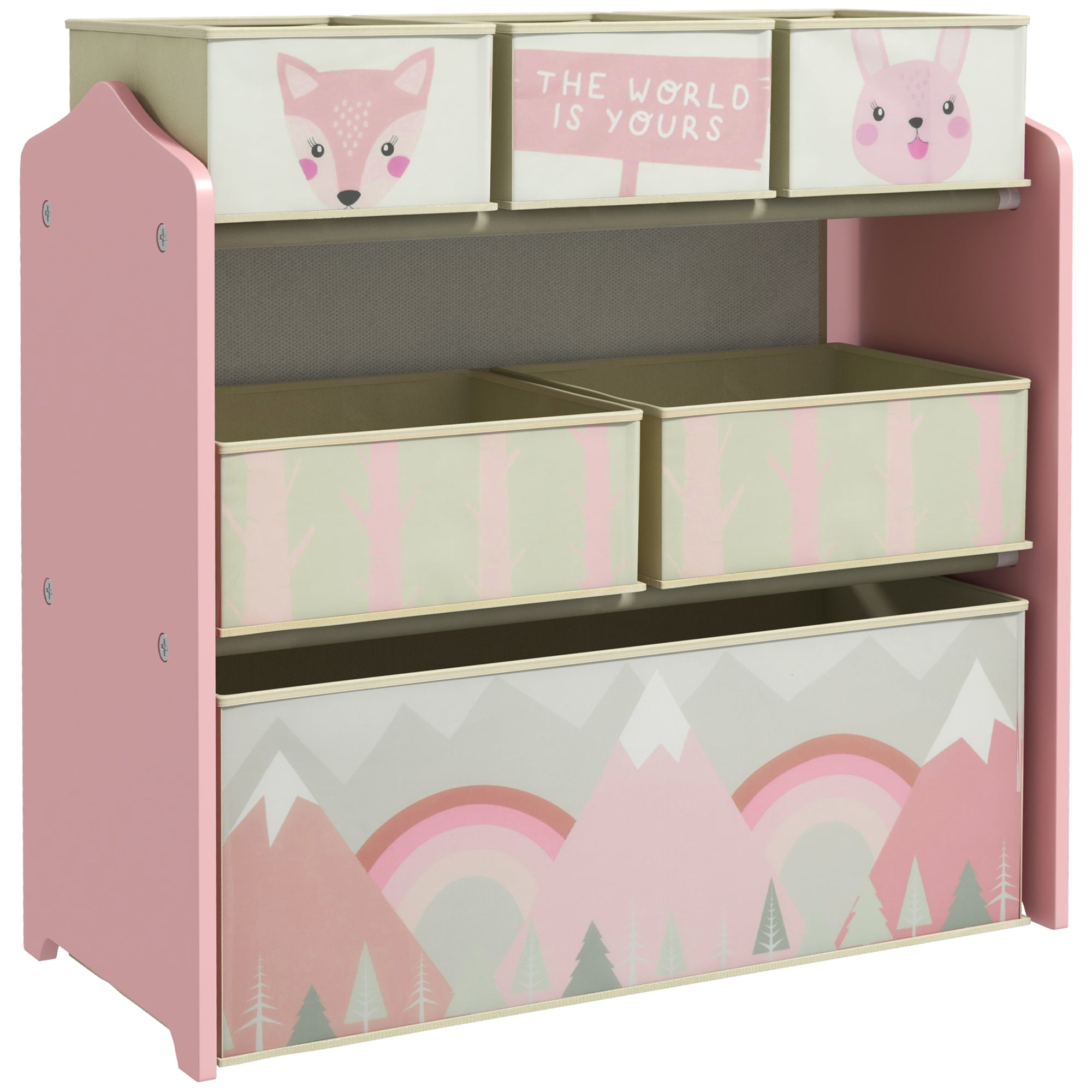ZONEKIZ Children's toy shelf with 6 removable non-woven boxes