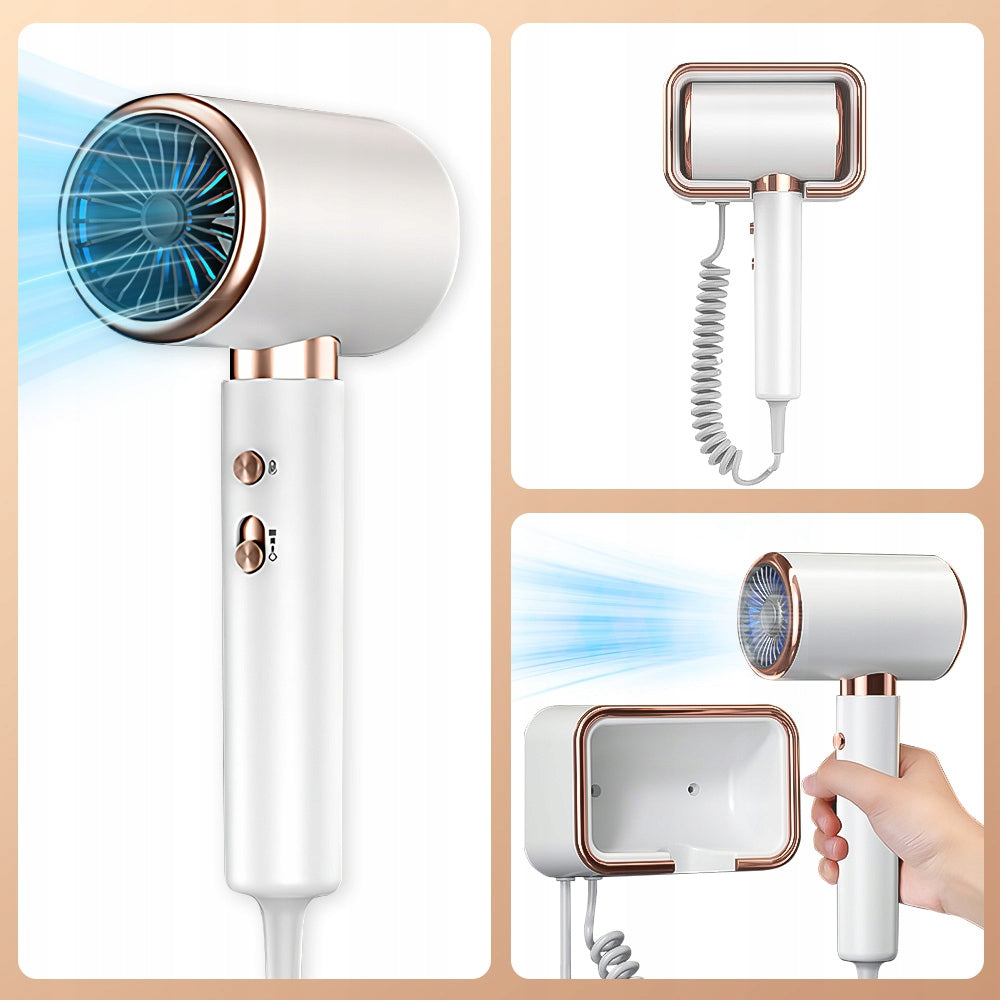 ZREE Hair Dryer Small Lightweight Hotel Wall Mounted White 2000W Model ZREE-BE1424- 0734931027682
