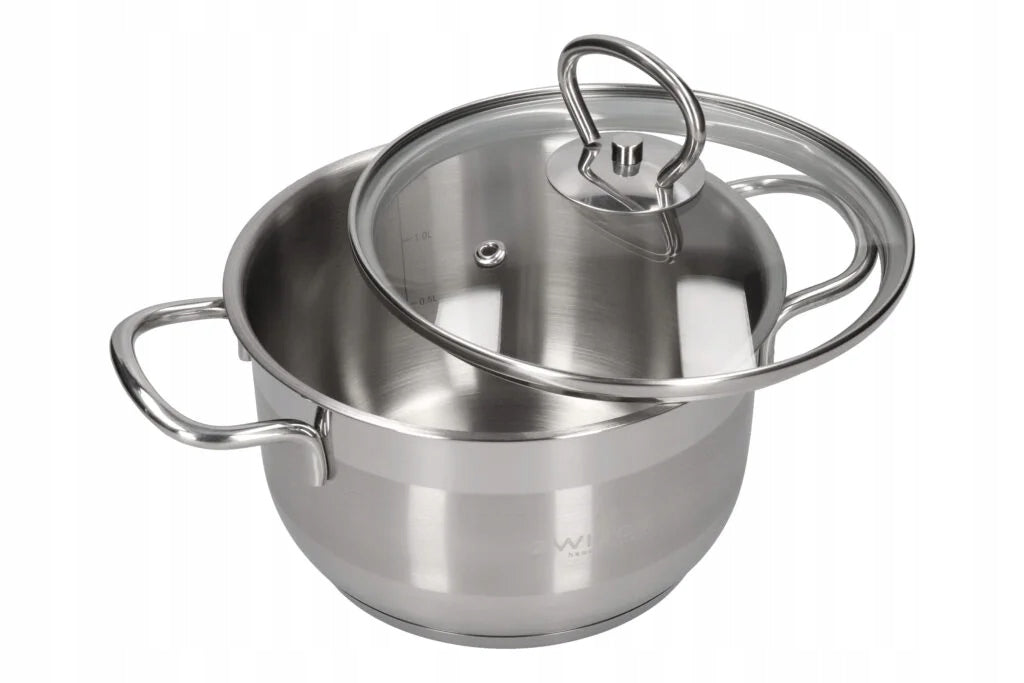 ZWIEGER ROCCA SET OF 4 STEEL POTS WITH LID INDUCTION PREMIUM GAS Brand Zwieger