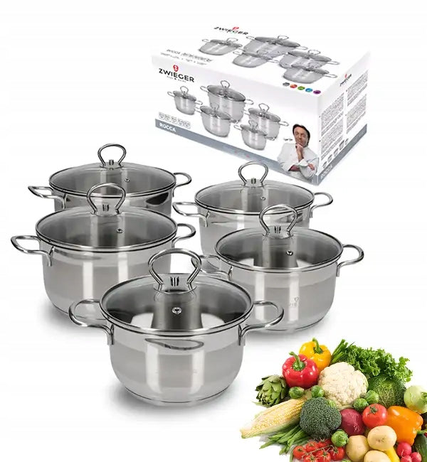 ZWIEGER ROCCA Set of pots with lids 10 el / stainless steel AISI