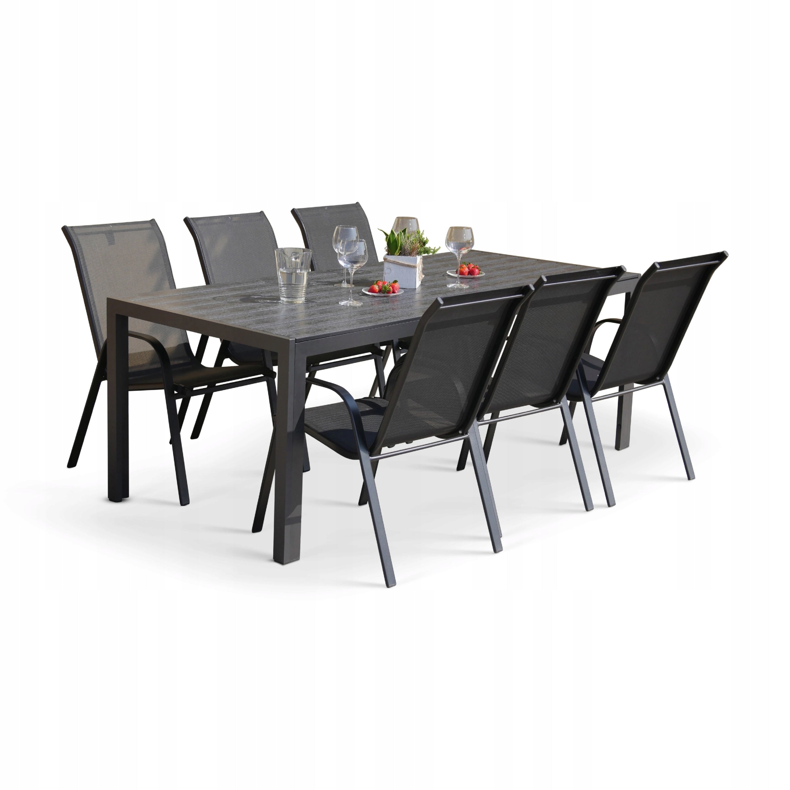 Zahradní jídelní set Viking XL 190cm + 6x kovová židle Ramada