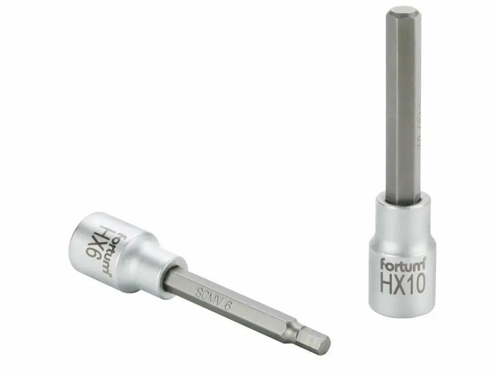 Zástrčná hlavice Fortum šestihranná, 1/2", HX 12, L 100mm, CrV/S2