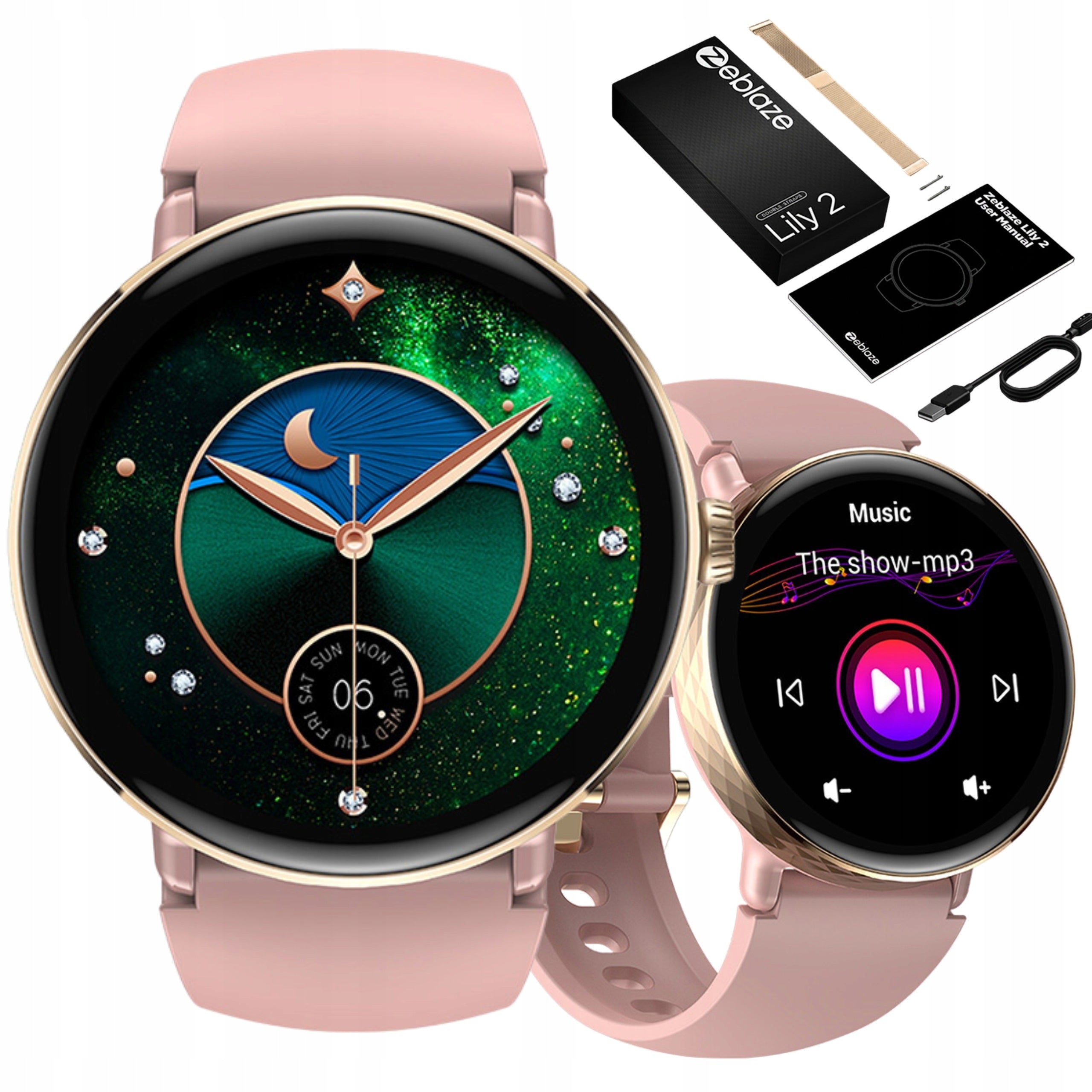 Zeblaze Lily 2 Smartwatch Pink AMOLED 120 Sports Modes 14 days