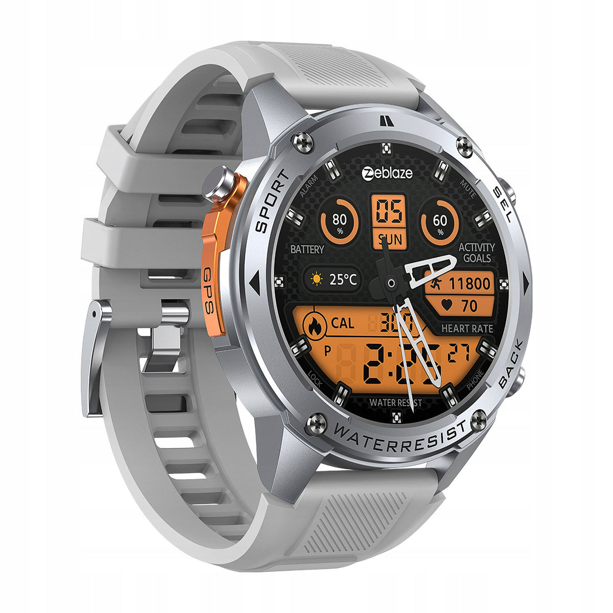 Zeblaze Smartwatch Stratos 2 Ultra Silver Metal GPS MIL-STD 10 ATM AMOLED Packaging status original