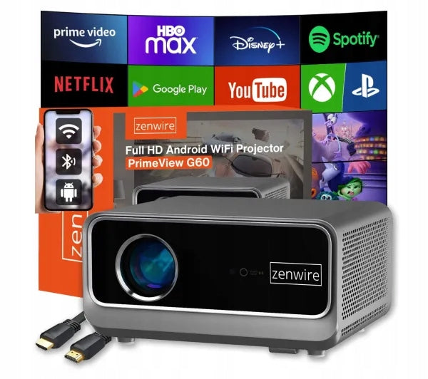 Zenwire G60 LED Full HD Android TV Wi-Fi Bluetooth Projector Model Projektor Rzutnik Zenwire Android 14 TV WiFi G60