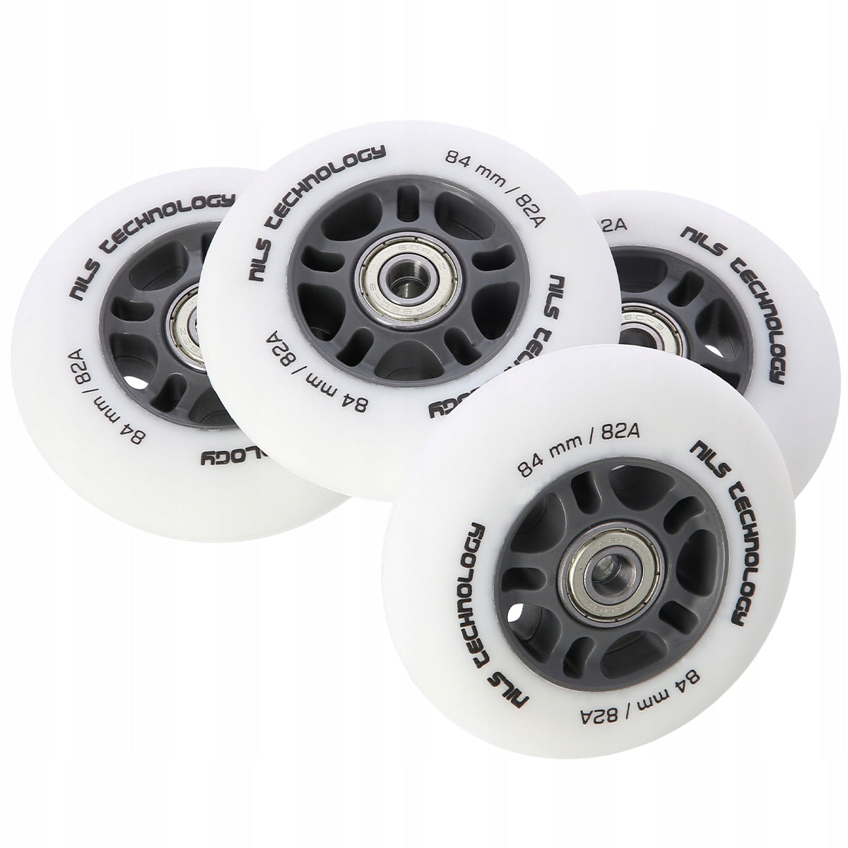 Ratukai riedučiams Nils Extreme 84x24 mm, 82A, balti, 4 vnt